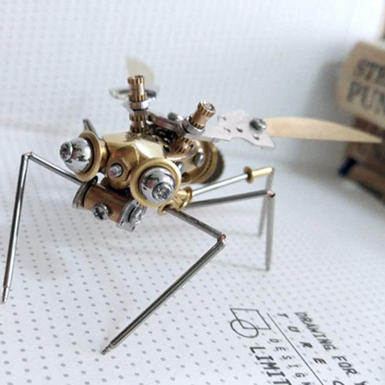 steam punk metal mechanical little wasp spider insects model crafts collection