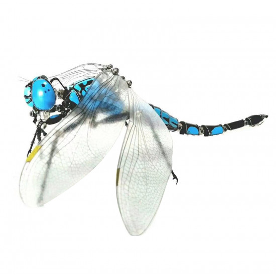 steampunk 3d metal assembled blue dragonfly insect bug sculpture model