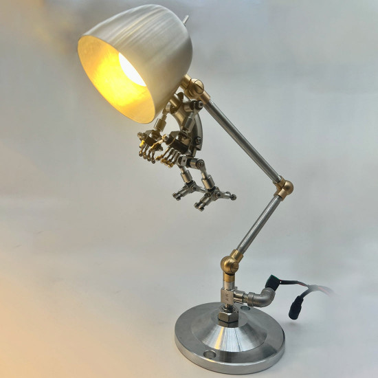 steampunk 3d metal no.1 robot table lamp us-plug