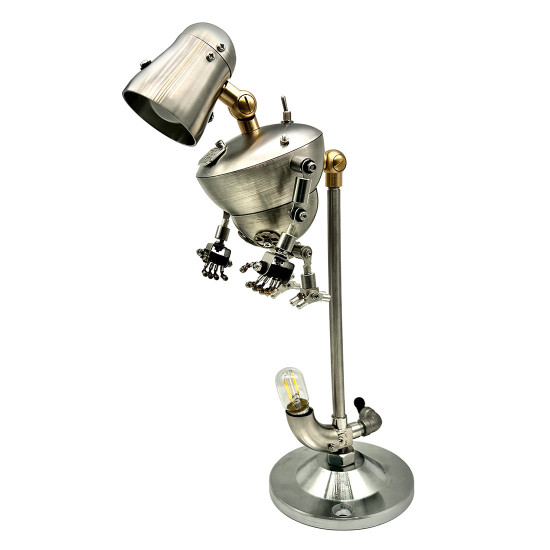 steampunk 3d metal no.3 robot table lamp us-plug