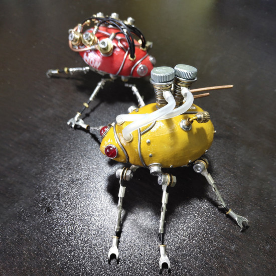 steampunk 3d mini beetle metal sculpture model crafts