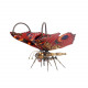steampunk 3d orange-red peacock butterfly model assembly kit with flower base