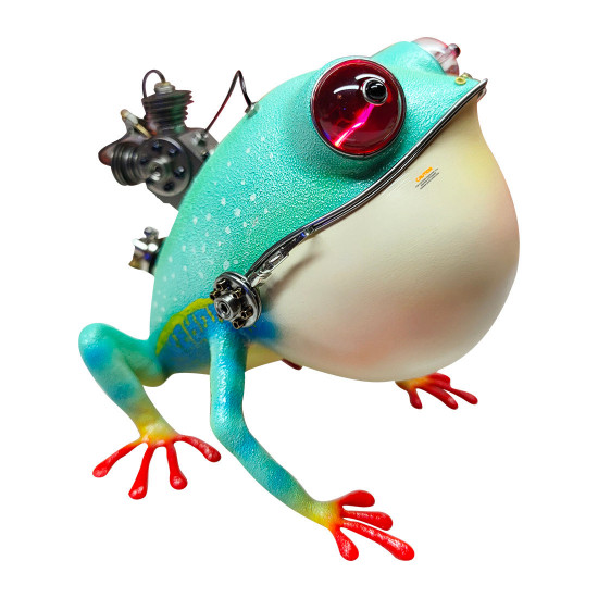 steampunk angry frog metal art craft model