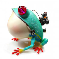 steampunk angry frog metal art craft model