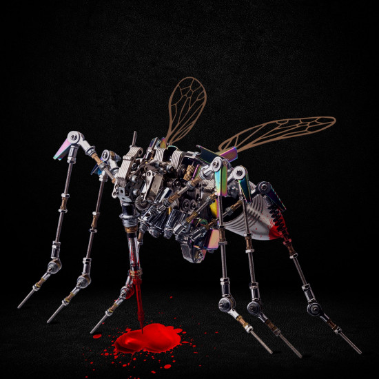 steampunk big mosquito insect model kit metal art insect statue-blood007