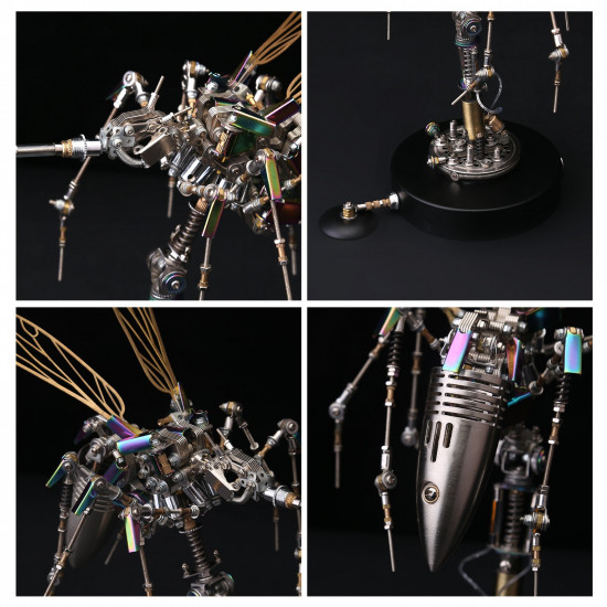 steampunk big mosquito insect model kit metal art insect statue-blood007