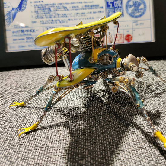 steampunk biplane fighter beetle insect metal bug model