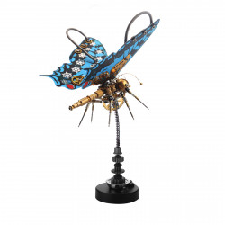 steampunk blue butterfly pipevine swallowtail model building kit with flower base