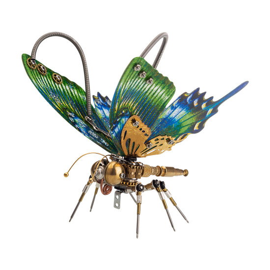 steampunk butterfly alpine black swallowtail papilio maackii model 3d diy kit with flower base