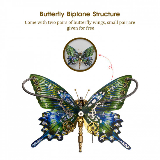 steampunk butterfly alpine black swallowtail papilio maackii model 3d diy kit with flower base