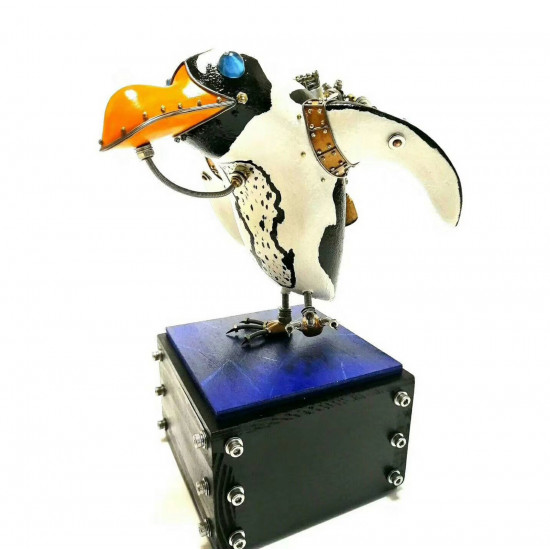 steampunk diving penguin animals sculpture metal assembled model