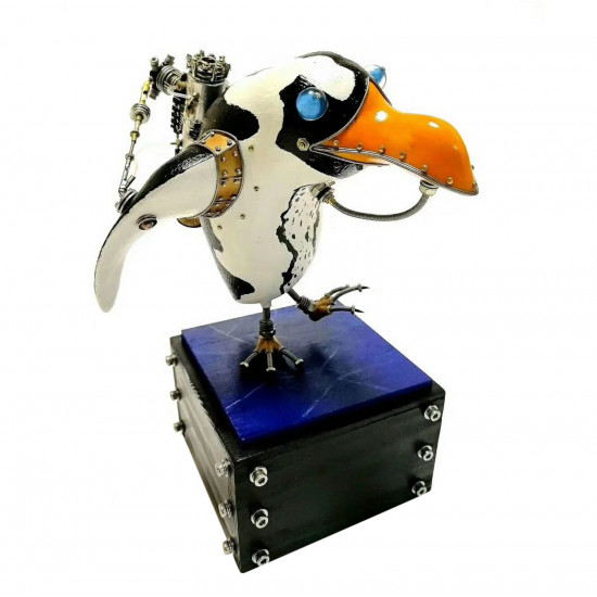 steampunk diving penguin animals sculpture metal assembled model