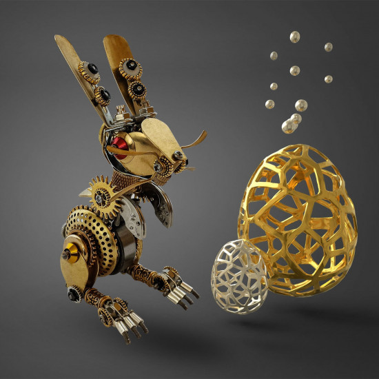 steampunk easter bunny egg model metal assembly kits