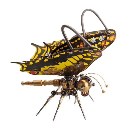 steampunk eastern tiger swallowtail butterfly diy kit papilio glaucus with flower base