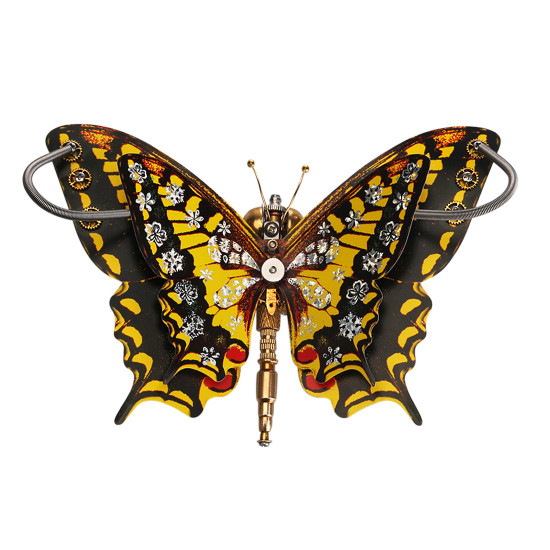steampunk eastern tiger swallowtail butterfly diy kit papilio glaucus with flower base