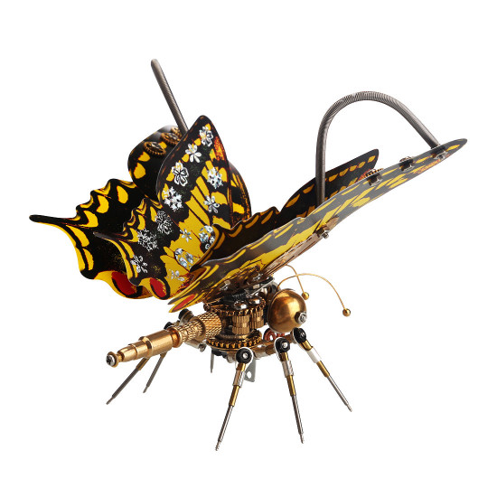 steampunk eastern tiger swallowtail butterfly diy kit papilio glaucus with flower base