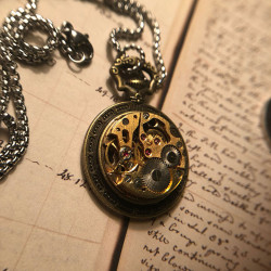 steampunk gear mechanical vintage watch necklace