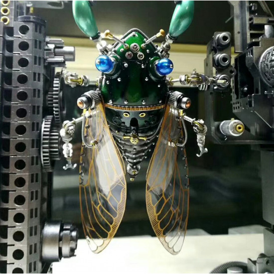 steampunk green leafhopper cicada bug 3d metal  assembly model kitspuzzle crafts collection