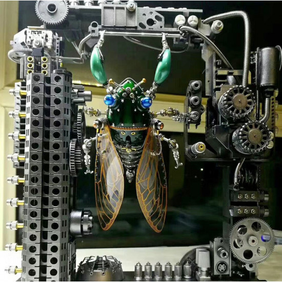 steampunk green leafhopper cicada bug 3d metal  assembly model kitspuzzle crafts collection