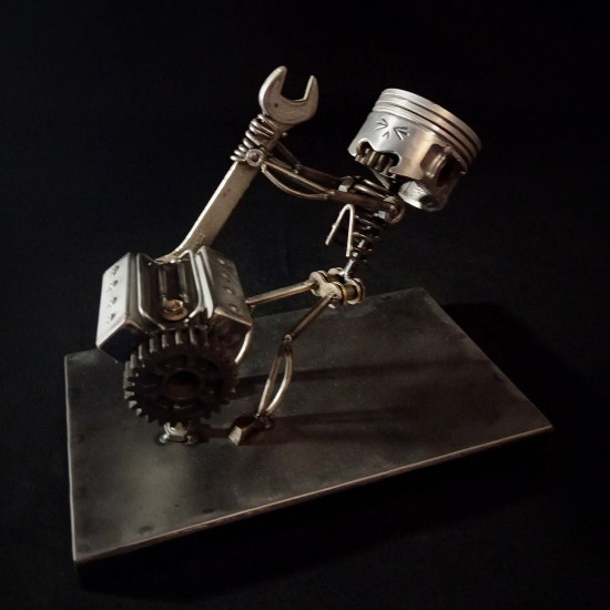 steampunk industrial style metal long-teeth repairman figure models 3d handmade assembled model