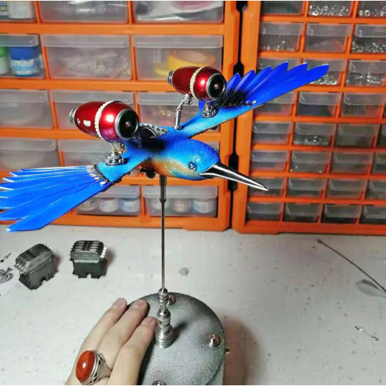 steampunk kingfisher bird animals metal 3d model kits for collection