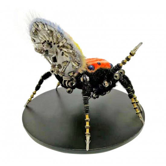 steampunk maratus volans peacock spider bug insect sculpture 3d metal model assembled