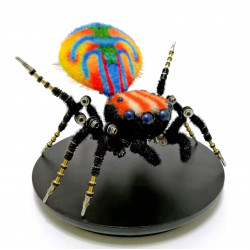 steampunk maratus volans peacock spider bug insect sculpture 3d metal model assembled