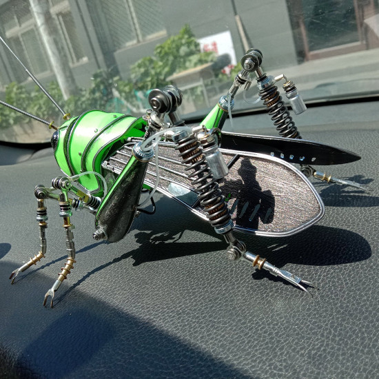 steampunk mechanical metal green locust bug insect sculptures puzzle assembled model kits