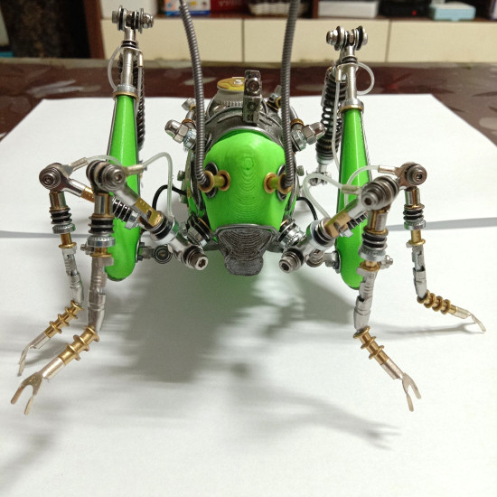 steampunk mechanical metal green locust bug insect sculptures puzzle assembled model kits