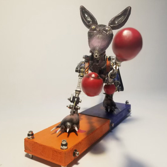 steampunk mechanical metal kangaroo boxer  assembled model kits animal sculpture