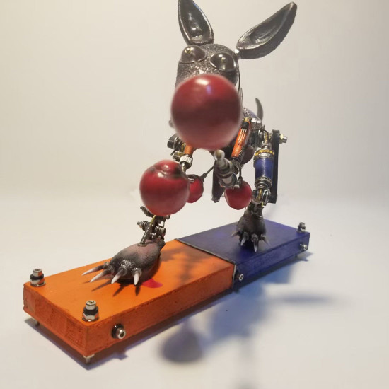 steampunk mechanical metal kangaroo boxer  assembled model kits animal sculpture