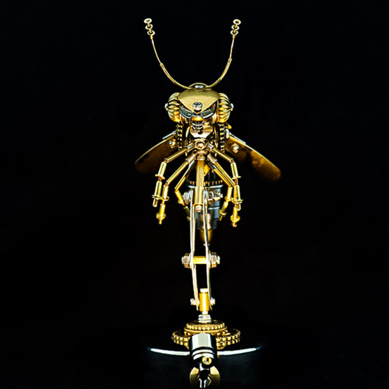 steampunk metal brass wasp bug model  insect with light handmade assembly crafts