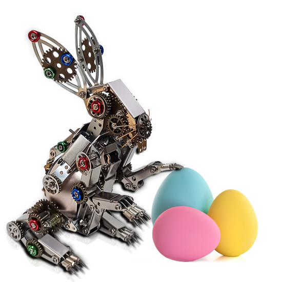 steampunk metal bunny model diy kits with speaker