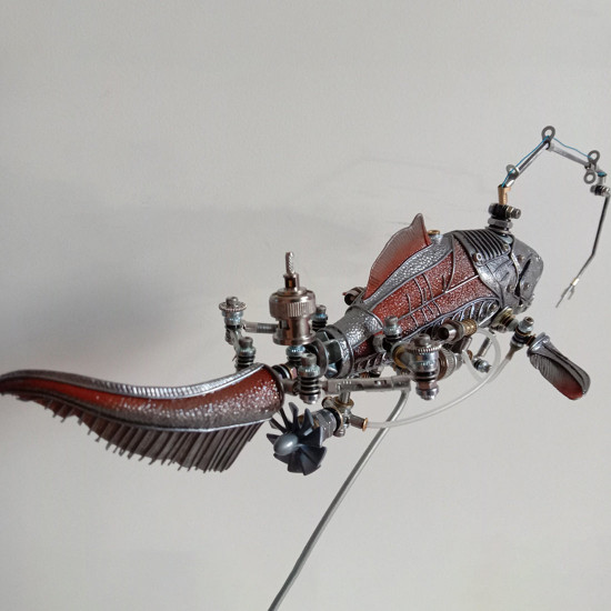 steampunk metal dunkleosteus terrelli antique red fish assembled model kit handmade sculpture