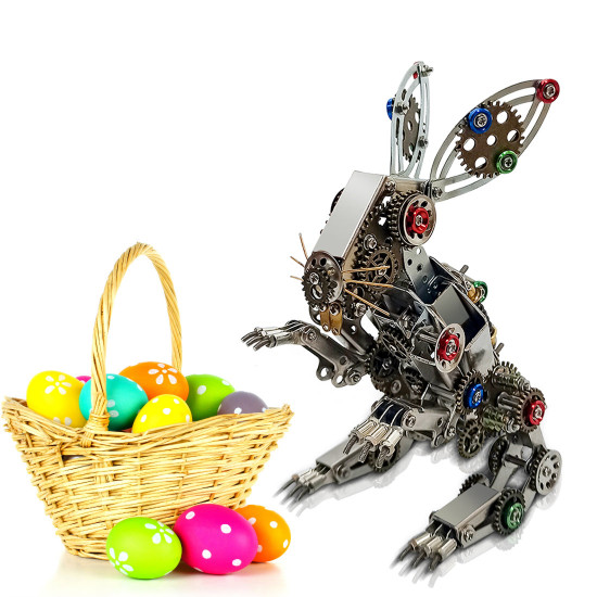 steampunk metal easter bunny model diy kits