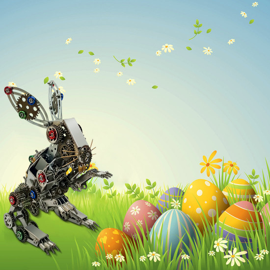 steampunk metal easter bunny model diy kits