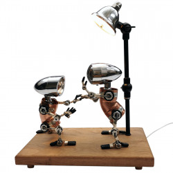 steampunk metal marriage proposal robot table lamp handmade model crafts