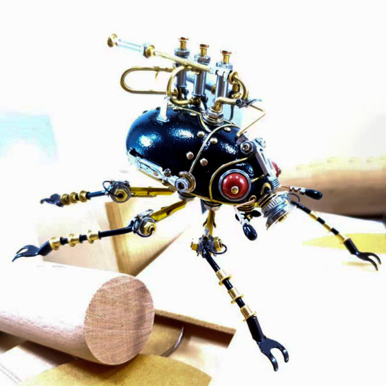 steampunk metal red-eye small scarab bug insect sculptures model kits