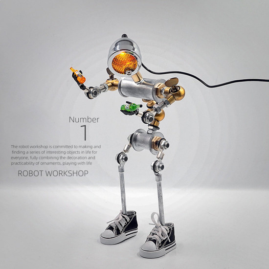 steampunk no.01 metal robot desk lamp robot iron head