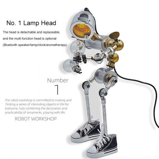 steampunk no.01 metal robot desk lamp robot iron head