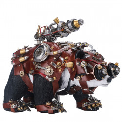 steampunk panda warrior metal model with sword -blade master