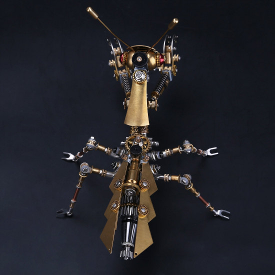 steampunk golden praying mantis bug metal model diy kits for him