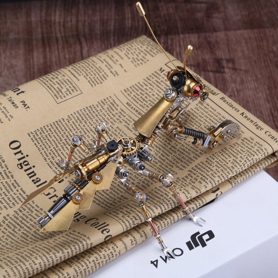 steampunk golden praying mantis bug metal model diy kits for him