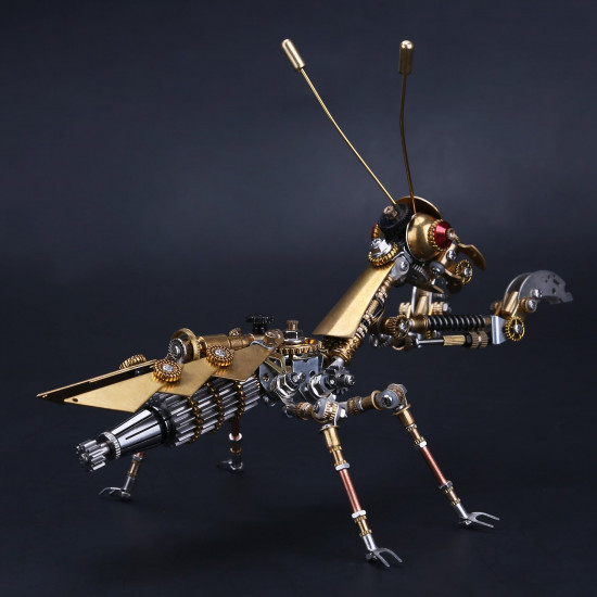 steampunk golden praying mantis bug metal model diy kits for him