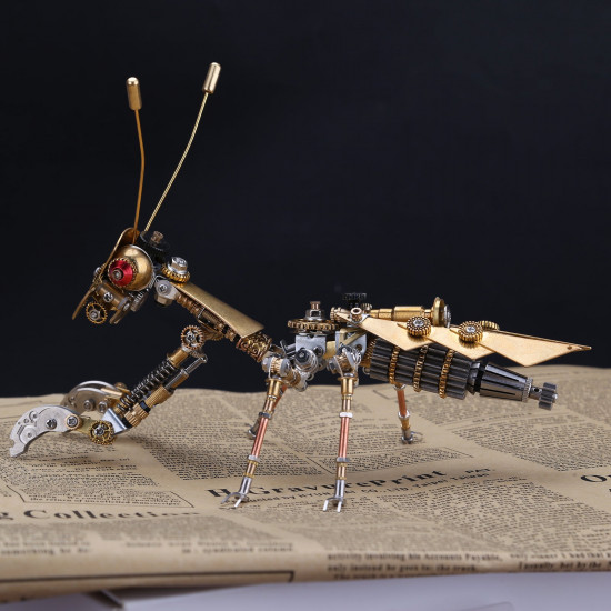 steampunk golden praying mantis bug metal model diy kits for him