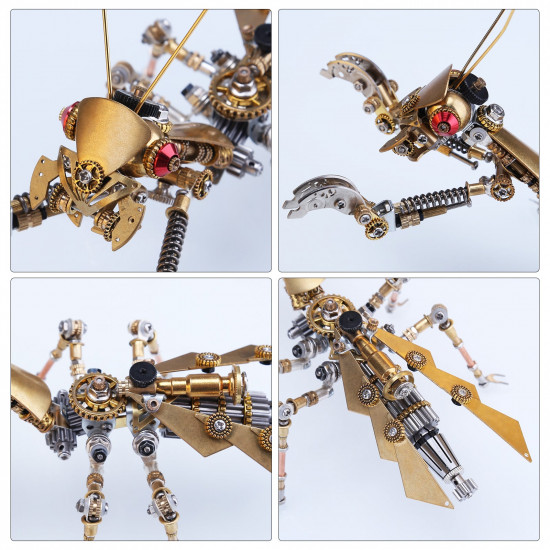 steampunk golden praying mantis bug metal model diy kits for him
