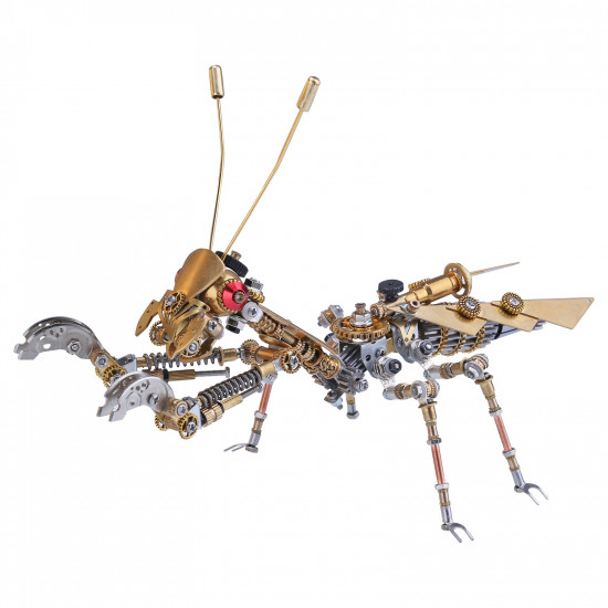 steampunk golden praying mantis bug metal model diy kits for him