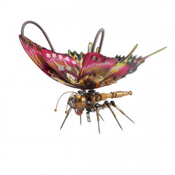 steampunk purple red swallowtail butterfly model kit with flower base