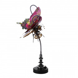 steampunk purple red swallowtail butterfly model kit with flower base