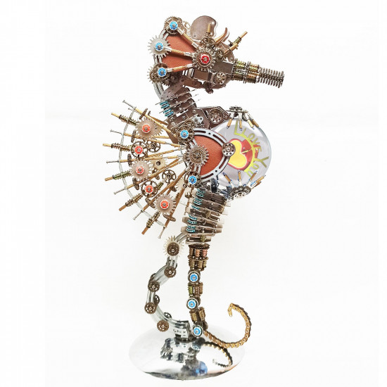 steampunk seahorse with love night lamp diy metal model kits